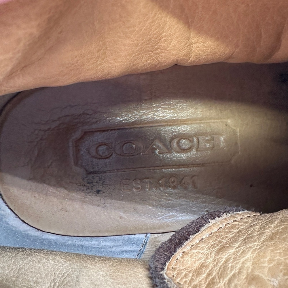 Coach Suede Derek Hiking Boots Brown‎ Leather Lace Up Moc Toe Chukka Mens 9M - Picture 12 of 14